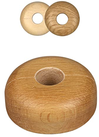 FUX 10 Pcs. Rosace radiateur, 15mm-22mm, différentes couleurs, cache tuyau radiateur, cache trou mur, accessoires de plomberie, rosaces simples en bois pour tuyaux de chauffage, parquet (15mm, hêtre)