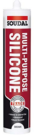 Brown Soudal Trade Silicone Multi Purpose Construction Sealant Acetoxy with Fungicide