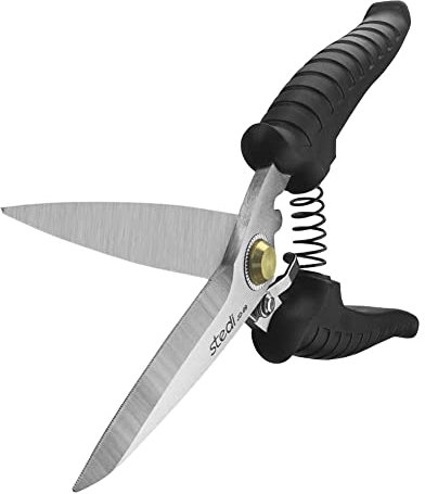 stedi 8-inch Multipurpose Heavy Duty Scissors, Extended & Reinforced Ultra Sharp Blades with Finely Serrated, High Carbon Stainless Steel Shears for Household Pruning, Office, Gardening, Black