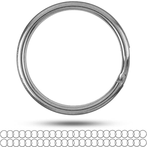 Schlüsselringe Set, Ø 20 mm Durchmesser, 48 Stück, aus gehärtetem Metall, in Silber, Metall Ringe Schlüsselanhänger, Schlüssel Organisation Autoschlüssel, Haustürschlüssel, Spaltringe O Ring DIY Kit