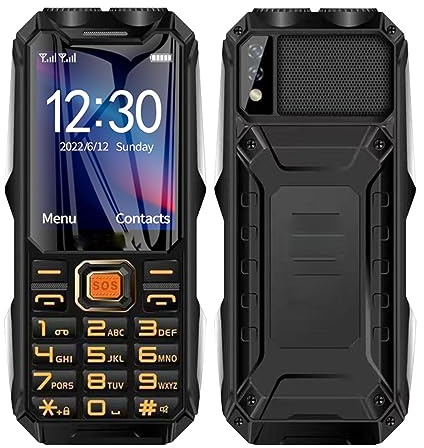 2G Rugged Phone, Unlocked Cell Phone for Seniors/Kids, Elderly Mobile Phone with 2.6in Screen, 16800mAh Battery, Dual LED Flashlight, Big Speaker, SOS, Radio, Bluetooth(Black)