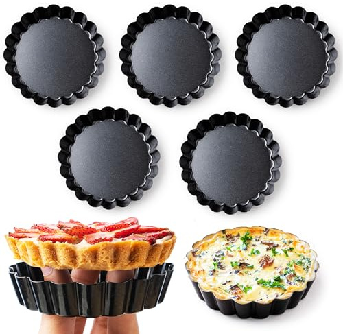 FIDZ PAN 8 Pack Mini Tart Pans 4 Inch with Removable Bottom Round Nonstick Deep Quiche Pan, Heavy Duty Perfect for Baking Fruit Tarts, Quiches & Dessert