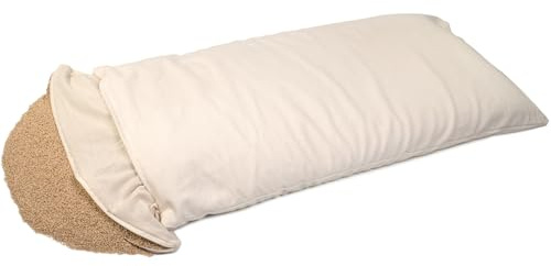 GIRAFFENLAND Organic Millet Pillow 40 x 80 cm – Twill Cotton Raw White with Organic Millet Hulls with Additional Lining