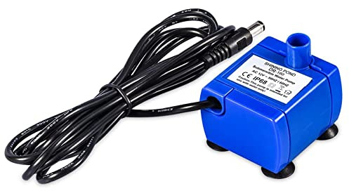Cerlingwee Petite Pompe Submersible 1,6 Litre pour Aquariums et Fontaine pour Animaux Domestiques Pompe de Bassin Basse Tension AC 12 V
