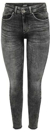 ONLY ONLBLUSH Jeans a Vita Media Skinny Fit, Denim Grigio Scuro, XS x 34L