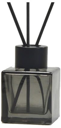 2Pcs 50ml/1.7oz Glass Diffuser Bottle Jars Empty Square Aromatherapy Jar Container Fragrance Accessories Use for DIY Replacement Reed Diffuser Sticks Sets