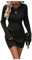 GORGLITTER Women's Cable Knit Jumper Dress Bodycon Sweater Dress Crewneck Long Sleeve Pencil Mini Dresses Black L