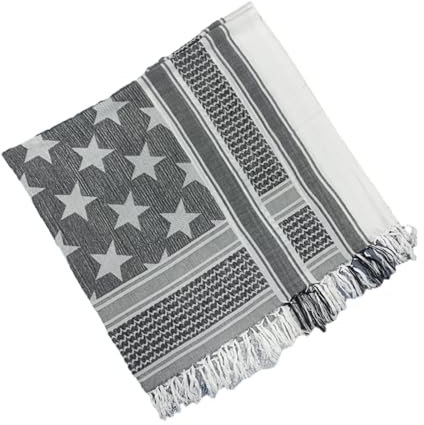 Mumuve Winterschal, Shemagh-Wüstenschal, Schwarz und Weiß, arabischer Keffiyeh-Schal mit Quasten, Bandana, Kopfwickel für Herren