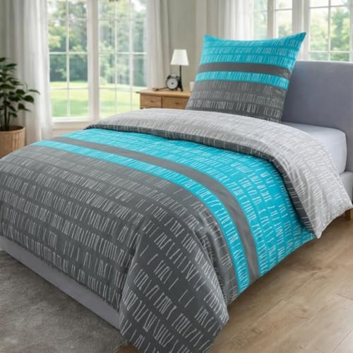 MALIKA Bettwäsche 155x220 Baumwolle Sets, Bettbezug 155 x 220 cm, Kissenbezug 80x80 cm, Renforcé, Oeko-TEX Bettwäsche mit Reißverschluss