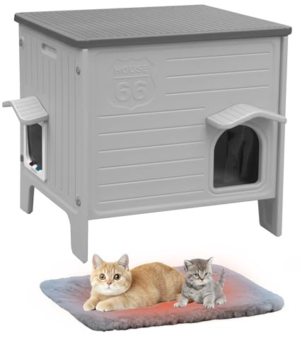 HiCaptain Casa para gatos de exterior resistente al invierno, gatos de plástico asilvestrados, casa para gatos de exterior, refugio para cachorros para mascotas pequeñas y medianas, corral para