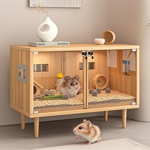 Meerschweinchenkäfig und Hamsterkäfig aus Holz, leicht zu reinigen, vielseitiges Design für 2-3 kleine Haustiere, als TV-Schrank nutzbar, Zubehör nicht im Lieferumfang enthalten