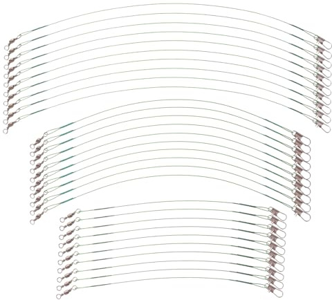 ibasenice 60pcs Wire Fishing Leaders with Snaps and Swivels High Strength Anti-bite Steel Leader Wire for Saltwater and Freshwater Corrosion Resistant Fishing Rig for Pike Bass Professional