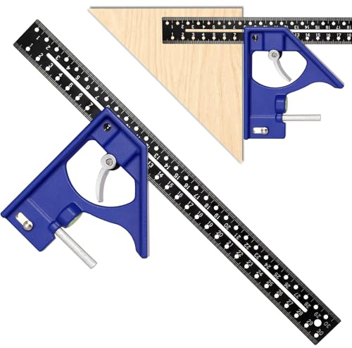 Escuadra Carpintero 300MM, Ajustable Escuadra Combinada con Nivel de Burbuja para carpintería, bricolaje, artesanía- Herramienta de Medición Profesional