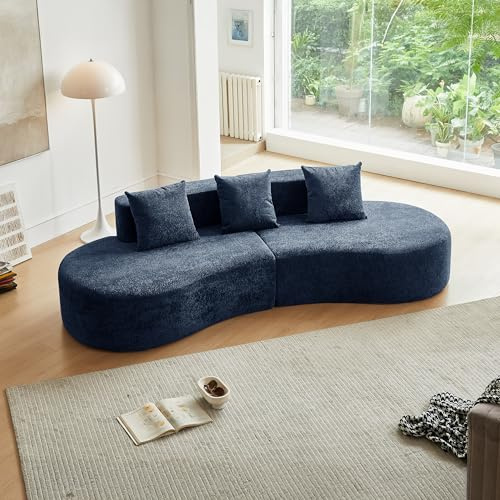 Bladez Sofá esquinero moderno curvado de 5 plazas, sofá modular de terciopelo, diseño curvado, cómodo sofá tapizado, cómodo sofá tapizado con cojines, adecuado para salas de estar y apartamentos