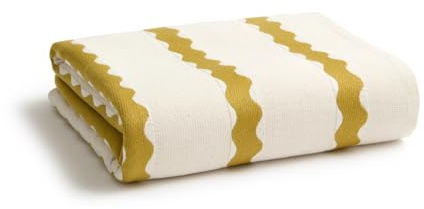 Christy Take Away Beach Towel | 160 cm x 90 cm | Large 340 GSM| Sand Free | 88% Cotton and 12% Polyester | Ochre Yellow