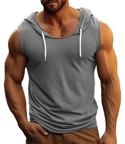 Debardeur Homme Coton Musculation Tank Top Sport Tee Shirt sans Manche Débardeur à Capuche Fitness