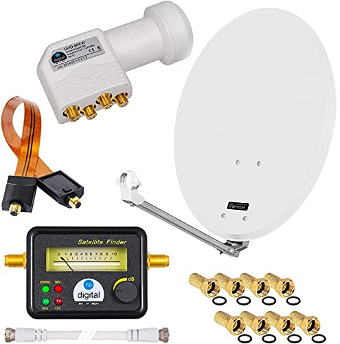 HB-DIGITAL SAT system spegel Parabol + LNB + sat-hittare + fönstergenomföring + F-kontakt gratis till i setet 60cm Parabol, Quad LNB, Satellitfinnare HB-60cm_s_g-quad_w-fd-finder