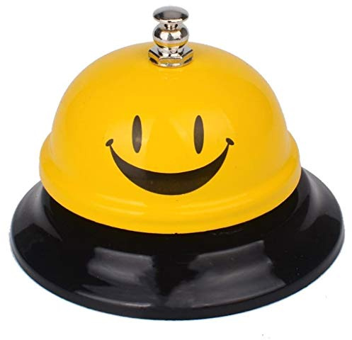 HeyNana Timbre de Recepción de Hotel Timbre de Mesa Timbre de Servicio Timbre Amarillo con una Sonrisa para Llamadas de Servicio Plata Camarero