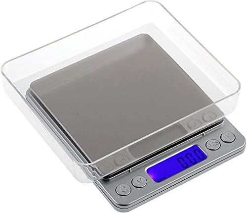 NTEK 0.01g-500g Smart High-precision Digital Pocket Kitchen Scale, Digital LCD Display Weighing Scale for Cooking, Food Kitchen Scale Ultra Slim Design with 6 Weighing Units and 2 Tray and Batteries