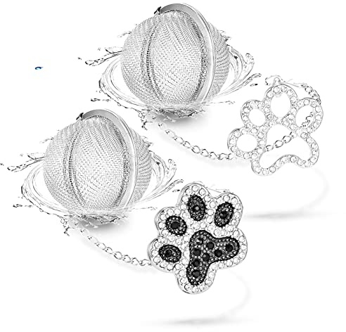 NSTaygate Loose Tea Steeper 2pcs Tea Ball Cute Tea Infuser Tea Diffusers for Loose Tea Black and White Diamond Dog Paw Pendant Tea Leaf Strainer for Loose Tea Gifts for Girls Women Couple