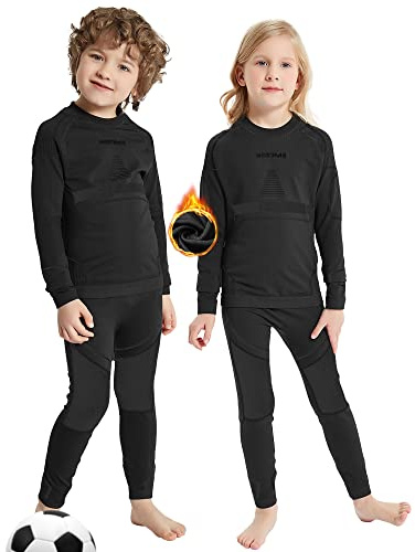 NOOYME Funktionsunderställ för barn, skid-, termo- och sportunderställ som är ventilerande och hudvänligt, för fotboll, (122/128) 120-125cm