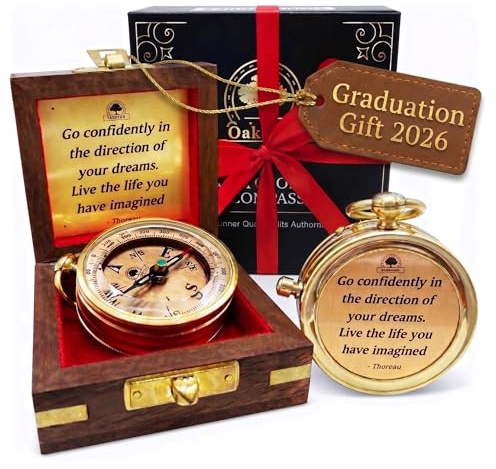 Brújula The Dream Chaser en Caja de Madera, Regalos de graduación para él, Universidad, Escuela Secundaria, Regalos de cumpleaños para Hombres, Hijo, Marido, Navidad 2024, Inspirador, Motivacional,