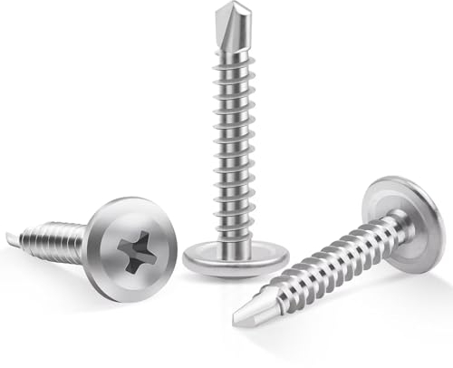 100 Stück M4.2 x 19 mm Selbstschneidende Schrauben Metall, Leryati Hochfeste 410 Edelstahl Selbstschneidend Blechschrauben, Phillips Kopf Selbst Bohrschrauben Selbstbohrende Senkkopf Schrauben