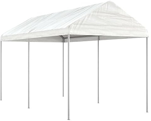 ARKEM Pavillon mit Dach Weiß 4,46x2,28x2,69 m Polyethylen Wasserdicht Stabil Winterfest Gazebo