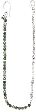 BRERA 67 Catena Portachiavi Uomo per Pantaloni, Catenina per Portafoglio con Pietre Naturali e dettagli color Argento Antico, Catena con moschettone per chiavi