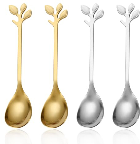 4 Stycken Kaffeskedar Rostfritt Stål Glasssked Dessertskedar Kaffeskedar Elegant och Modern Design
