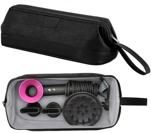 zCloud Borsa da viaggio per asciugacapelli, custodia in pelle PU, adatta per asciugacapelli Dyson Supersonic e Dyson Airwrap Styler, Shark Flexstyle, Nero-b, 35*14*15CM, Classico, Moderno
