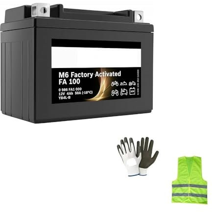 Compatible avec Peugeot Ludix Blaster RS 12 50 ANNÉE 2008 al 2013 Batterie AU Gel YB4L-B FA100 Charge DÉJÀ PRÊTE SCELLÉE Batteries Actives 4 AH AMPÈRE 12V 114X71X86MM