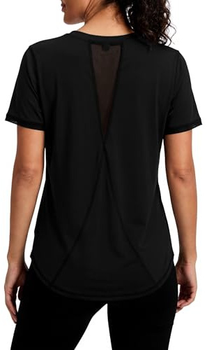 Gyabnw Camiseta Deportiva para Mujer Manga Corta Cuello en V Camisa Holgada Transpirable de Secado Rápido Top de Yoga Gimnasio