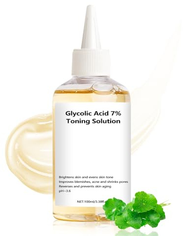 Solución Renovadora con Ácido Glicólico 7%, Tónico Exfoliante Facial Iluminador, Limpia Poros, Mejora Manchas y Acné, Hidratación Suave para Todo Tipo de Piel, 100 ml (Sin Perfume)