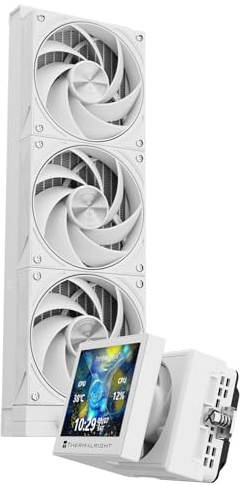 Thermalright Stream Vision 360 White CPU Refrigerador líquido de CPU, pantalla LCD de 3,5 pulgadas con ventilador incorporado magnético, resolución 640x480, velocidad de 2400RPM, compatible con AM5