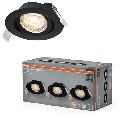OSRAM Foco LED empotrable Spot Set regulable 4,9 W negro