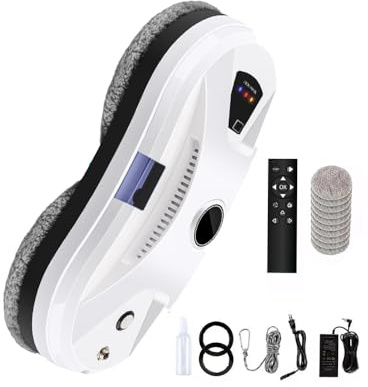 UEXEDO Robot Nettoyeur De Vitres, Aspirateur De Vitres 5600Pa, Équipé d'une Fonction De Pulvérisation, Trois Modes De Nettoyage, Télécommande Incluse, Adapté à Toutes Les Surfaces Lisses (Blanc)