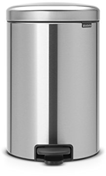 Brabantia NewIcon Pedal Bin 20L (Matt Steel) Soft-Closure Rubbish Bin with Removable Inner Bucket + Free Bin Bags