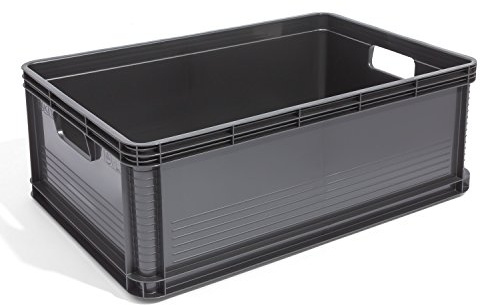 keeeper - Juego de 3 cajas de plástico (45 L, grafito, resistente a Euro-Box