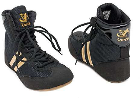 VIPER Mens Boxing Boots Boys Boxing Footwear Boxing Shoes (7) Black