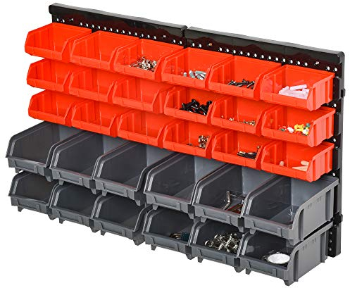 DURHAND 30 Cubbie On-Wall Storage Board Tool Screw Organiser Garage Workshop DIY Container w/Screw Kit Tool Equipment Tidy