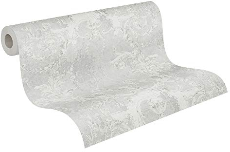 A.S. Création Vliestapete History of Art Barocktapete mit Ornamenten 10,05 m x 0,53 m grau 376531 37653-1