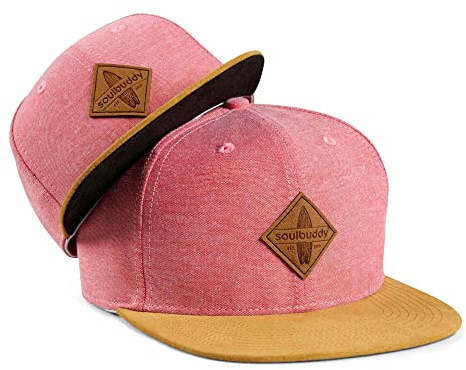 Soulbuddy Eltern Kind Partnerlook Caps – Familien Outfit für Erwachsene und Kinder – Vatertagsgeschenk – Papa Geschenk – Partnerlook Familie – Hellrot – One Size Erwachsene + Kids M