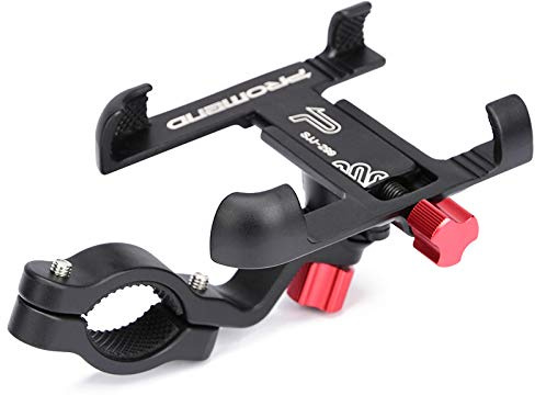 MotuTech Promend - Soporte de Metal para Bicicleta, Moto, Manillar para teléfono 360° Giratorio (en Manillar 25-31,8 mm, Negro)