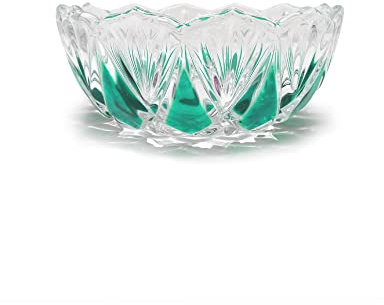 HALOTEC | Bowl de Cristal 16cm | Decoración Artesanal con Detalles en Verde | Cuenco Elegante para Postres, Aperitivos y Decoración | D160xH65mm. | Original Walther Glas | Made in Germany.