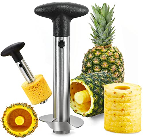 Taglia Ananas, RosyFate Affetta Ananas Acciaio Inox, Coltello Ananas, Migliorato, con Manico Antiscivolo, Taglia Frutta, per Sbucciare Tagliare e Rimuovere Il Torsolo
