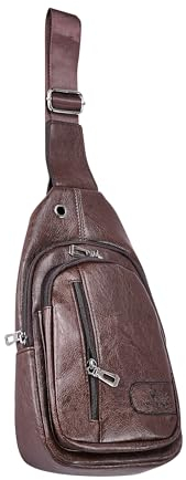 DONBOLSO Brusttasche Herren - Lederbrusttasche Umhängetasche für Herren - Elegant und praktisch für den täglichen Gebrauch - Slingtasche Herren - Crossbody Tasche - Dunkelbraun Bag