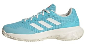 adidas Gamecourt 2.0 Tennis Shoes, Zapatillas de Tenis Mujer, Light Aqua/Off White/Bright Red, 42 EU