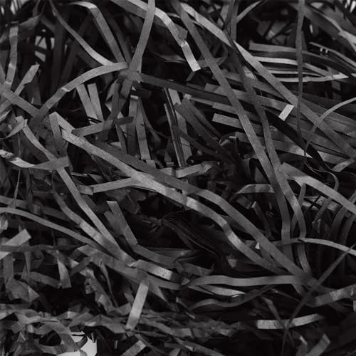 WOPPLXY 2KG Black Shredded Tissue Paper - Hamper Filling Black Tissue Paper Shredded Gift Box Filling - Soft Shred Stuffing for Gift Boxes, Hampers, Packaging