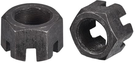 Awclub Hexagon Slotted Nuts with Fine Thread, M14 x 1.5mm GB58 Carbon Steel Hex Castle Nuts Black - Pack of 5